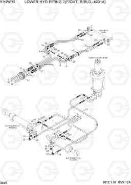 3445 LOWER HYD PIPING 2(F/OUT, R/BLD,-#0014) R140W-9S, Hyundai