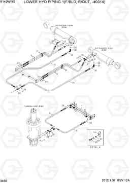 3460 LOWER HYD PIPING 1(F/BLD, R/OUT, -#0014) R140W-9S, Hyundai