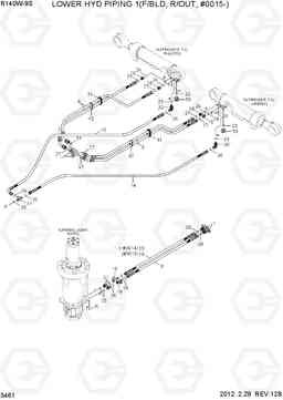 3461 LOWER HYD PIPING 1(F/BLD, R/OUT, #0015-) R140W-9S, Hyundai