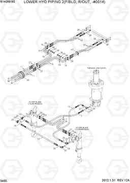 3465 LOWER HYD PIPING 2(F/BLD, R/OUT, -#0014) R140W-9S, Hyundai