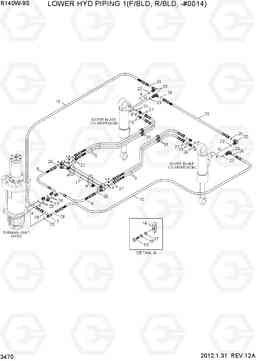 3470 LOWER HYD PIPING 1(F/BLD, R/BLD, -#0014) R140W-9S, Hyundai