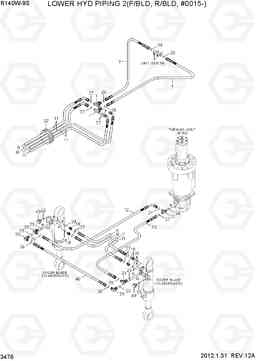 3476 LOWER HYD PIPING 2(F/BLD, R/BLD, #0015) R140W-9S, Hyundai