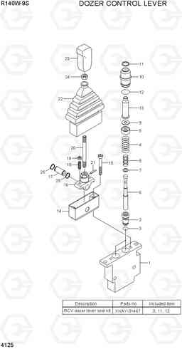 4125 DOZER CONTROL LEVER R140W-9S, Hyundai