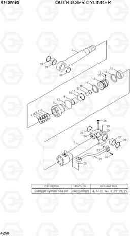 4250 OUTRIGGER CYLINDER R140W-9S, Hyundai