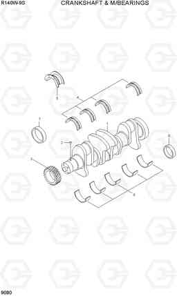 9080 CRANKSHAFT & M/BEARINGS R140W-9S, Hyundai