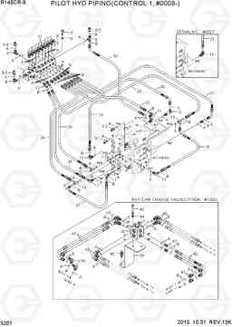 3201 PILOT HYD PIPING(CONTROL 1, #0008-) R145CR-9, Hyundai