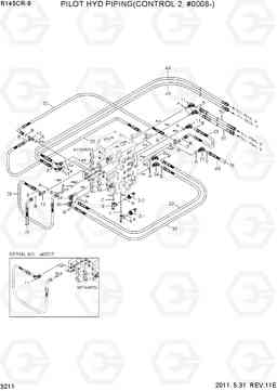 3211 PILOT HYD PIPING(CONTROL 2, #0008-) R145CR-9, Hyundai