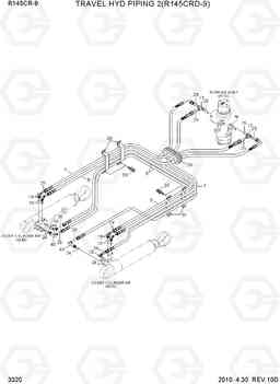 3320 TRAVEL HYD PIPING 2(R145CRD-9) R145CR-9, Hyundai