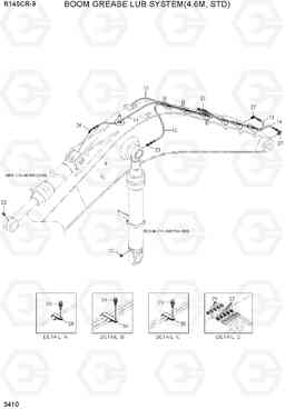 3410 BOOM GREASE LUB SYSTEM(4.6M, STD) R145CR-9, Hyundai