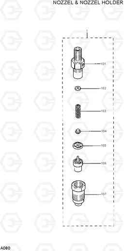 A080 NOZZLE & NOZZLE HOLDER R16-7, Hyundai