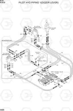 3300 PILOT HYD PIPING 1(DOZER LEVER) R16-9, Hyundai