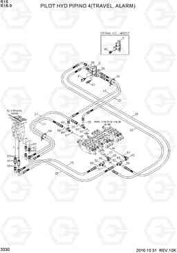 3330 PILOT HYD PIPING 4(TRAVEL, ALARM) R16-9, Hyundai