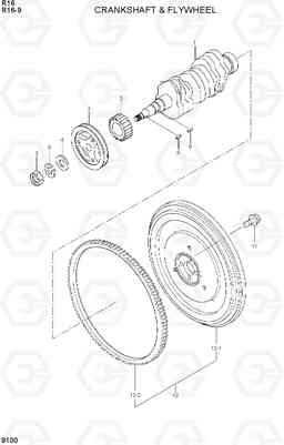 9100 CRANKSHAFT & FLYWHEEL R16-9, Hyundai