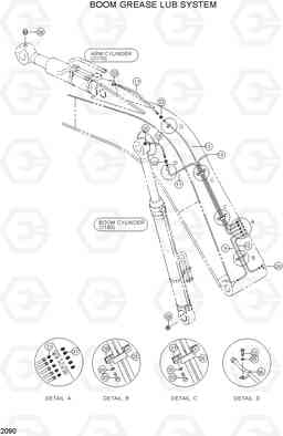 2090 BOOM GREASE LUB SYSTEM(5.1M) R160LC-3, Hyundai