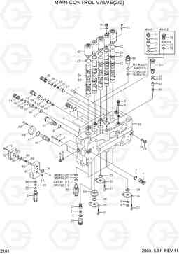 2101 MAIN CONTROL VALVE(2/2) R160LC-3, Hyundai