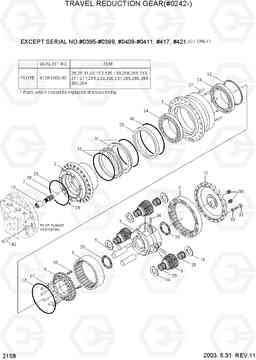 2158 TRAVEL REDUCTION GEAR(#0242-) R160LC-3, Hyundai