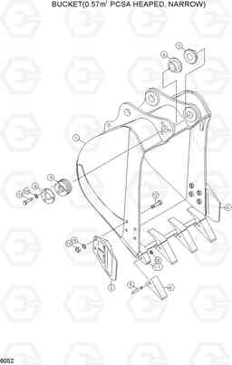 6052 BUCKET(0.57M3 PCSA HEAPED, NARROW) R160LC-3, Hyundai