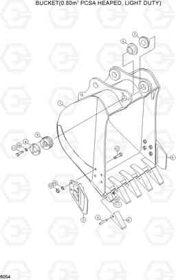 6054 BUCKET(0.80M3 PCSA HEAPED, LIGHT DUTY) R160LC-3, Hyundai