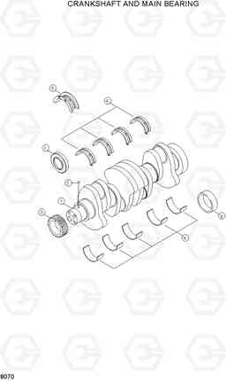 8070 CRANKSHAFT AND MAIN BEARING R160LC-3, Hyundai