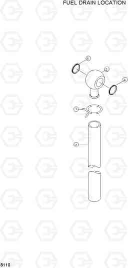 8110 FUEL DRAIN LOCATION R160LC-3, Hyundai