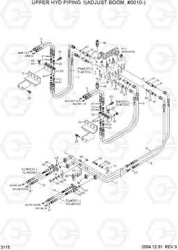 3115 UPPER HYD PIPING 1(ADJUST BOOM, #0010-) R160LC-7, Hyundai