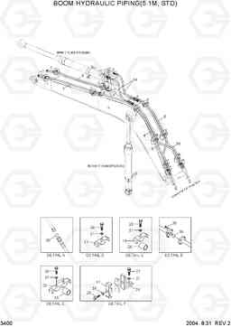 3400 BOOM HYD PIPING(5.1M, STD) R160LC-7, Hyundai