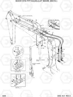 3405 BOOM HYD PIPING(ADJUST BOOM, #0010-) R160LC-7, Hyundai