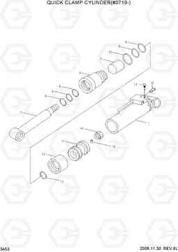 3453 QUICK CLAMP CYLINDER(#0719-) R160LC-7, Hyundai