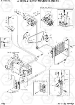 1100 AIRCON & HEATER MOUNTING-ENGINE R160LC-7A, Hyundai