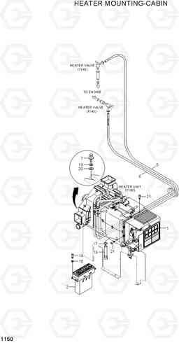 1150 HEATER MOUNTING-CABIN R160LC-7A, Hyundai