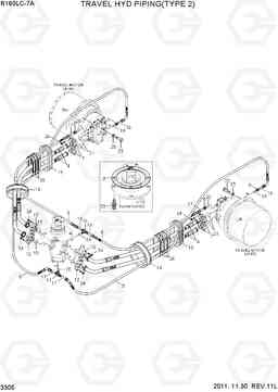 3305 TRAVEL HYD PIPING(TYPE 2) R160LC-7A, Hyundai