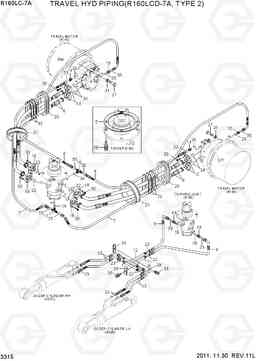 3315 TRAVEL HYD PIPING(R160LCD-7A, TYPE 2) R160LC-7A, Hyundai