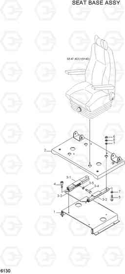 6130 SEAT BASE ASSY R160LC-7A, Hyundai