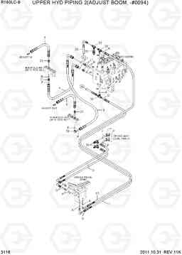 3116 UPPER HYD PIPING 2(ADJUST BOOM, -#0094) R160LC-9, Hyundai