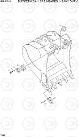 7440 BUCKET(0.69M3 SAE HEAPED, HEAVY DUTY) R160LC-9, Hyundai