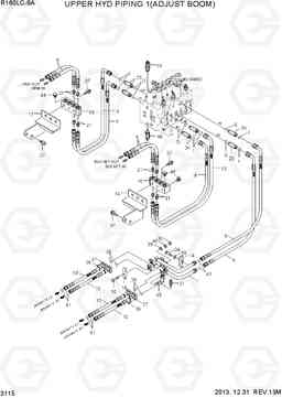 3115 UPPER HYD PIPING 1(ADJUST BOOM) R160LC-9A, Hyundai