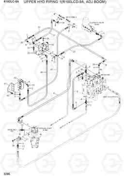 3295 UPPER HYD PIPING 1(R160LCD-9A, ADJ BOOM) R160LC-9A, Hyundai