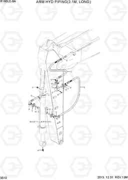 3510 ARM HYD PIPING(3.1M, LONG) R160LC-9A, Hyundai