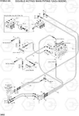 3650 DOUBLE ACTING MAIN PIPING 1(ADJ BOOM) R160LC-9A, Hyundai