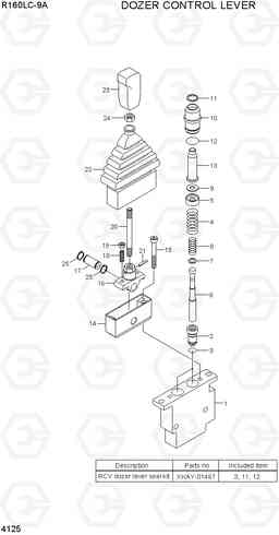 4125 DOZER CONTROL LEVER R160LC-9A, Hyundai