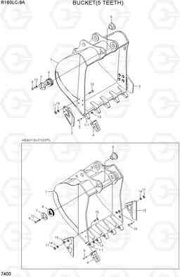 7400 BUCKET(5 TEETH) R160LC-9A, Hyundai