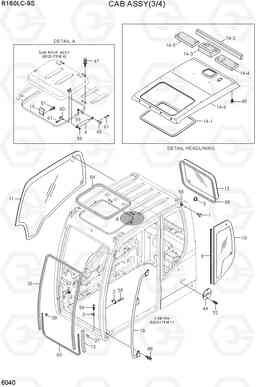 6040 CAB ASSY(3/4) R160LC-9S, Hyundai