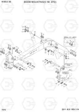 7010 BOOM MOUNTING(5.1M, STD) R160LC-9S, Hyundai