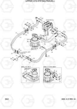 2042 UPPER HYD PIPING(TRAVEL) R170W-3, Hyundai