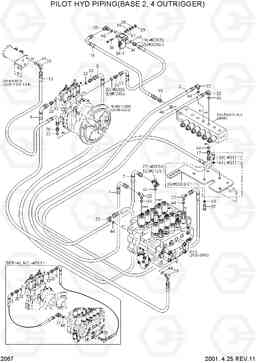 2067 PILOT HYD PIPING(BASE 2, 4 OUTRIGGER) R170W-3, Hyundai