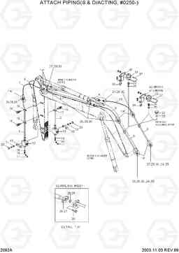 2092A ATTACH PIPING(S & D/ACTING, #0250-) R170W-3, Hyundai