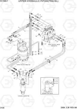 3120 UPPER HYDRAULIC PIPING(TRAVEL) R170W-7, Hyundai