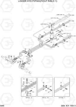 3460 LOWER HYD PIPING 1(F/OUT R/BLD) R170W-7, Hyundai