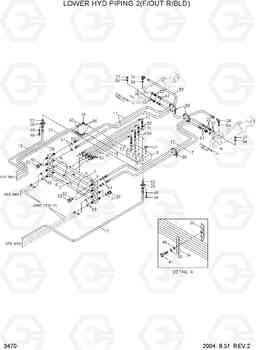 3470 LOWER HYD PIPING 2(F/OUT R/BLD) R170W-7, Hyundai