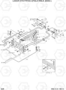 3496 LOWER HYD PIPING 2(F/BLD R/BLD, #0092-) R170W-7, Hyundai